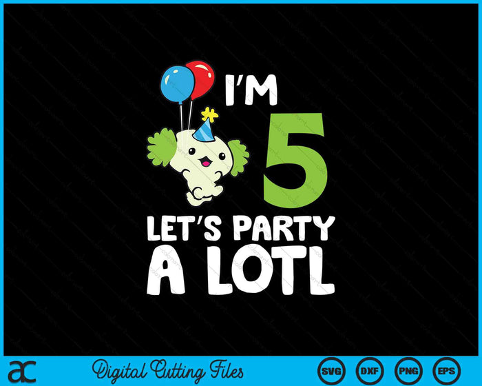 Kids Axolotl 5th Birthday Axolotl I'm 5 Lets Party SVG PNG Digital Printable Files