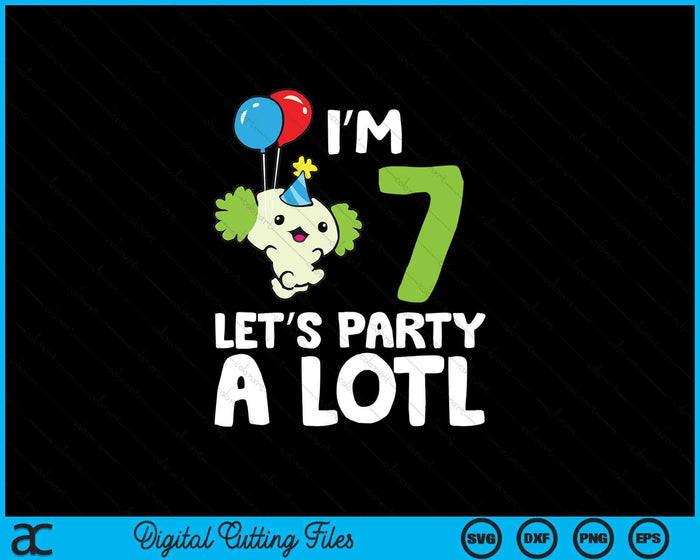 Kids Axolotl 7th Birthday Axolotl I'm 7 Lets Party SVG PNG Digital Printable Files