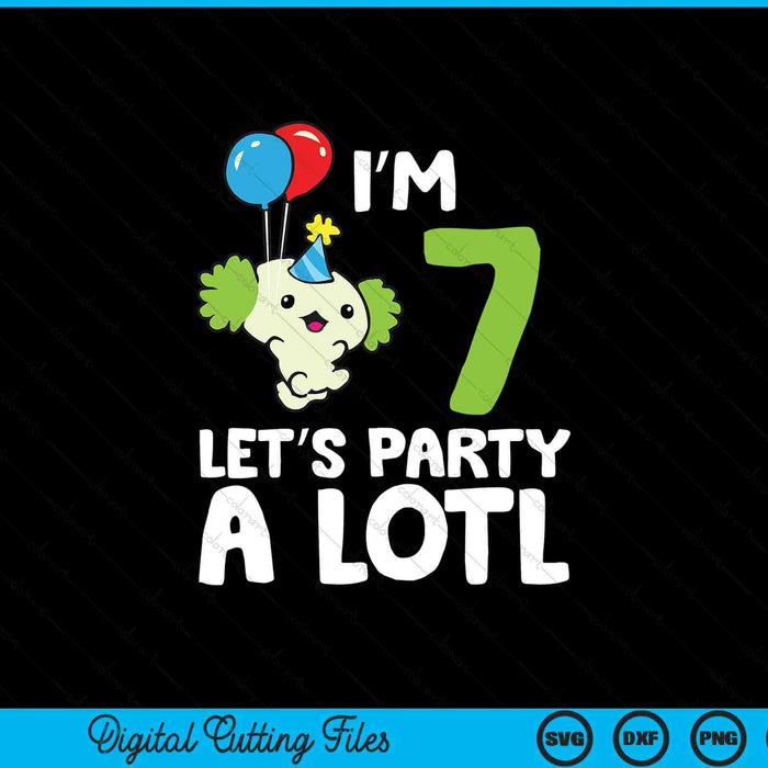 Kids axolotl 7th birthday axolotl I'm 7 lets party SVG cut file