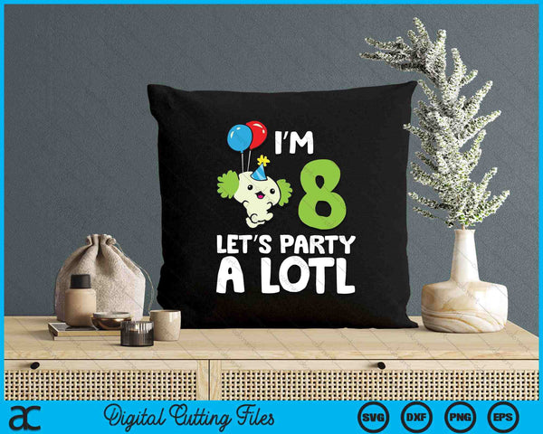 Kids Axolotl 8th Birthday Axolotl I'm 8 Lets Party SVG PNG Digital Printable Files