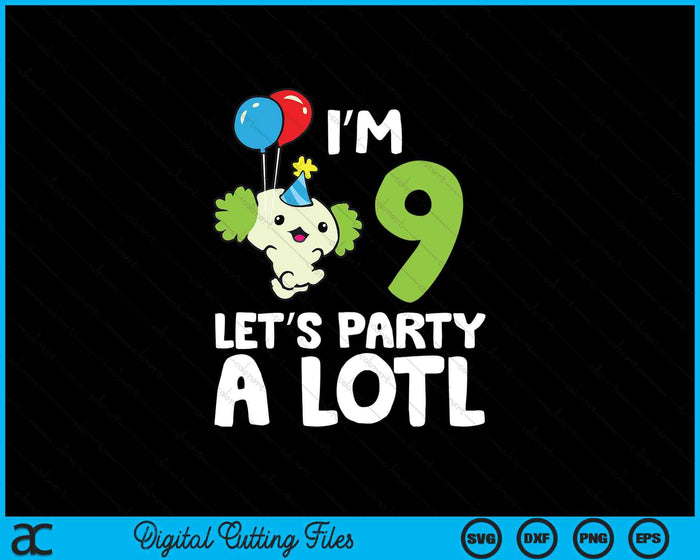Kids Axolotl 9th Birthday Axolotl I'm 9 Lets Party SVG PNG Digital Printable Files