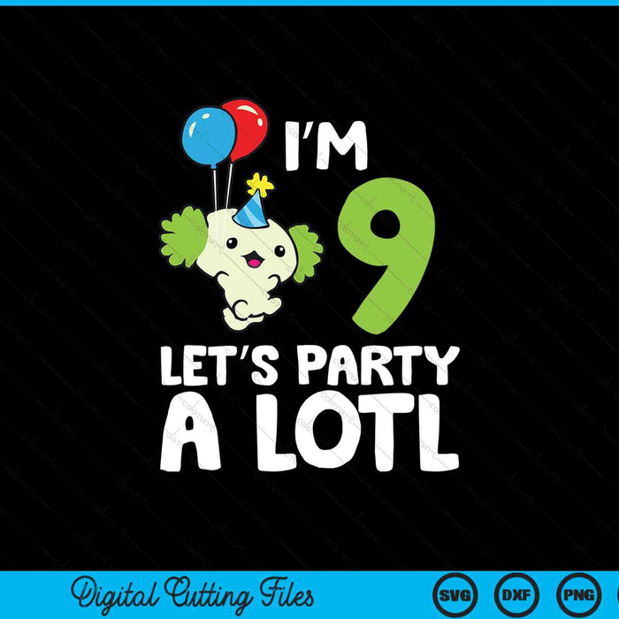 Kids axolotl 9th birthday axolotl I'm 9 lets party SVG cut file
