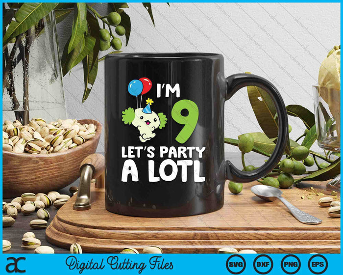Kids Axolotl 9th Birthday Axolotl I'm 9 Lets Party SVG PNG Digital Printable Files