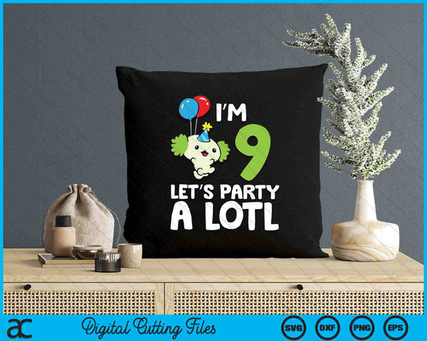 Kids Axolotl 9th Birthday Axolotl I'm 9 Lets Party SVG PNG Digital Printable Files