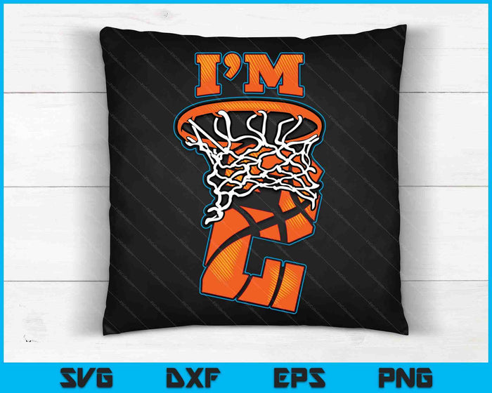 Kids basketbal ik ben 2 jongen meisje 2e verjaardag cadeau SVG PNG digitale snijbestanden