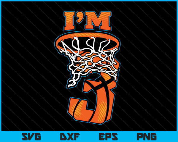 Kids basketball I'm 3 3th birthday SVG cut file