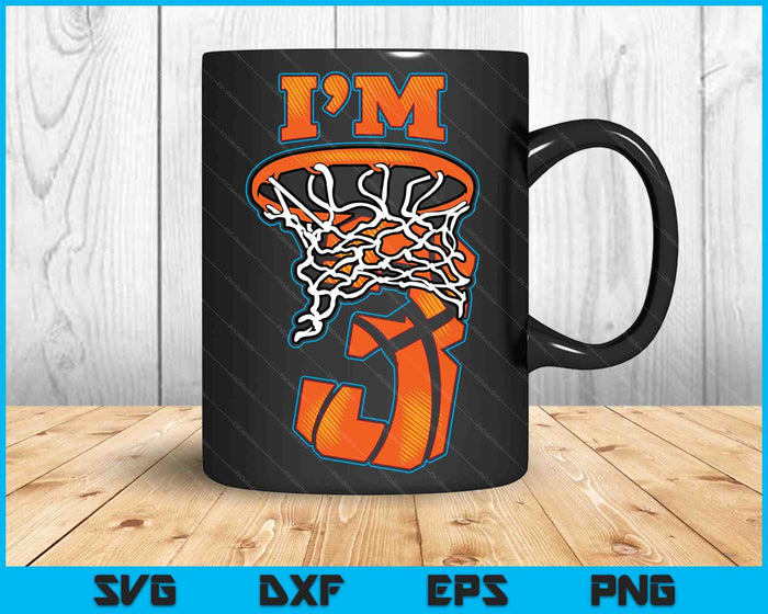 Kids Basketball I'm 3 Boy Girl 3th Birthday Gift SVG PNG Digital Cutting Files