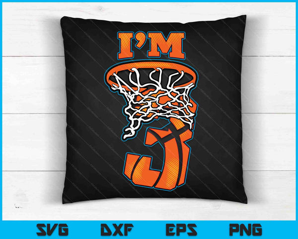 Kids basketbal ik ben 3 jongen meisje 3e verjaardag cadeau SVG PNG digitale snijbestanden