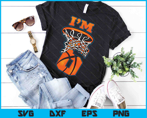 Kids Basketball I'm 6 Boy Girl 6th Birthday Gift SVG PNG Digital Cutting Files