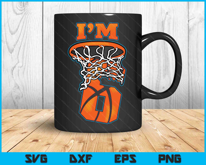 Kids basketbal ik ben 6 jongen meisje 6e verjaardag cadeau SVG PNG digitale snijbestanden