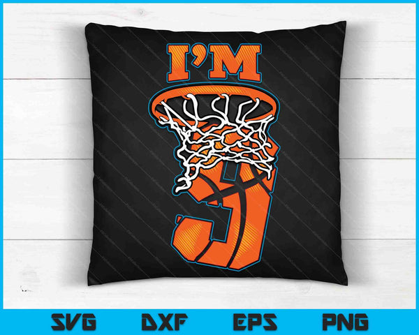 Kids basketbal ik ben 9 jongen meisje 9e verjaardag cadeau SVG PNG digitale snijbestanden