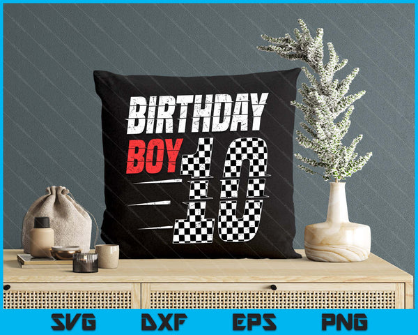 Kids Birthday Boy 10 Ten Racing Flag 10th Birthday Race Car SVG PNG Digital Cutting Files