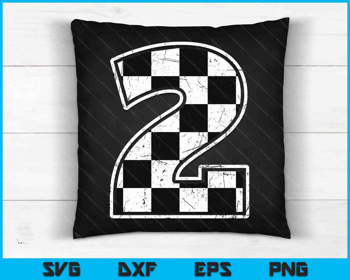 Feestvarken 2 twee raceauto 2e verjaardag racewagen vlag SVG PNG digitale snijbestanden