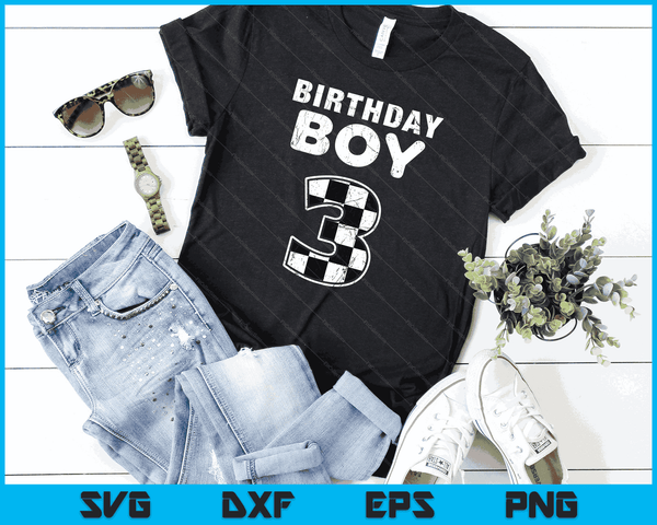Kids Birthday Boy 3 Two Race Car 3rd Birthday Racing Car Driver SVG PNG Digital Cutting Files