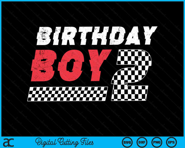 Kids Birthday Boy 2 Two Racing Flag 2nd Birthday Race Car Toddler SVG PNG Digital Cutting File