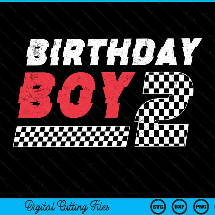 Kids Birthday Boy 2 Two Racing Flag 2nd Birthday Race Car Toddler SVG PNG Digital Cutting File