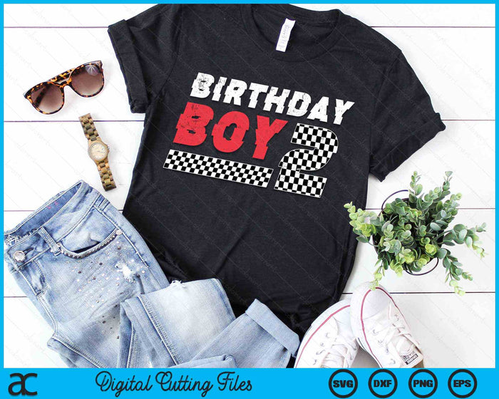 Kids Birthday Boy 2 Two Racing Flag 2nd Birthday Race Car Toddler SVG PNG Digital Cutting File