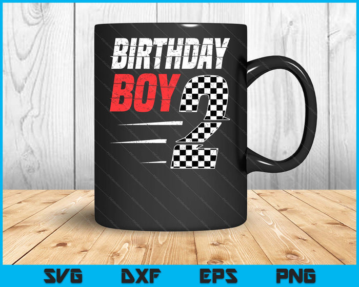 Kids Birthday Boy 2 Two Racing Flag 2nd Birthday Race Car Toddler SVG PNG Digital Printable Files