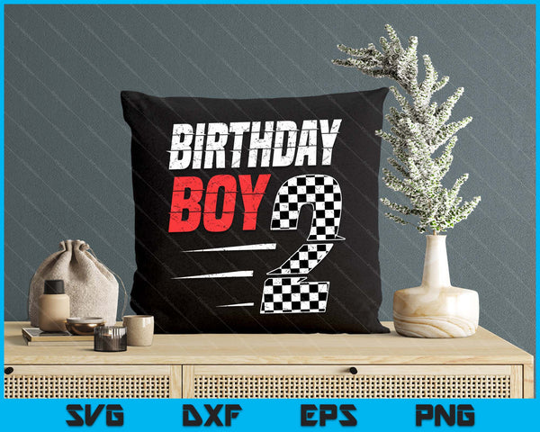 Kids Birthday Boy 2 Two Racing Flag 2nd Birthday Race Car Toddler SVG PNG Digital Printable Files