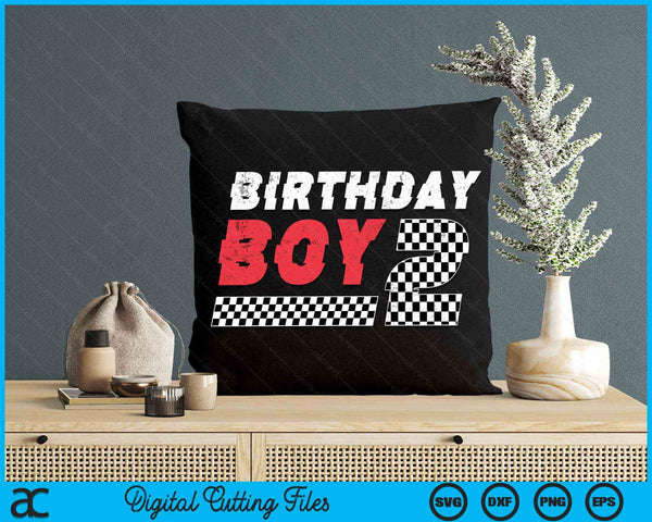 Kids Birthday Boy 2 Two Racing Flag 2nd Birthday Race Car Toddler SVG PNG Digital Cutting File