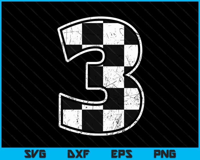 Feestvarken 3 drie raceauto 3e verjaardag racewagen vlag SVG PNG digitale snijbestanden