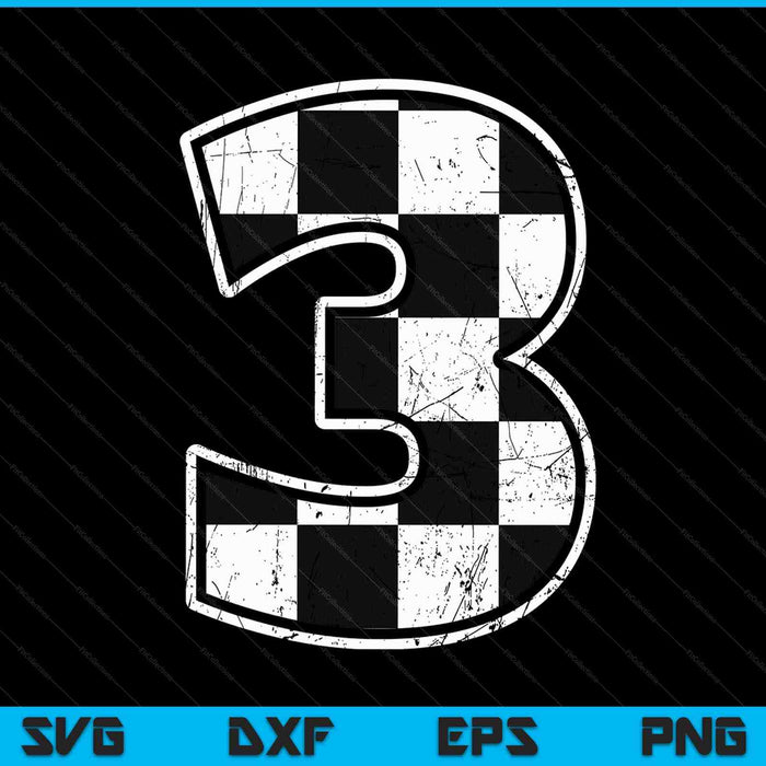 Birthday boy 3 three race car 3rd racing flag SVG cut file