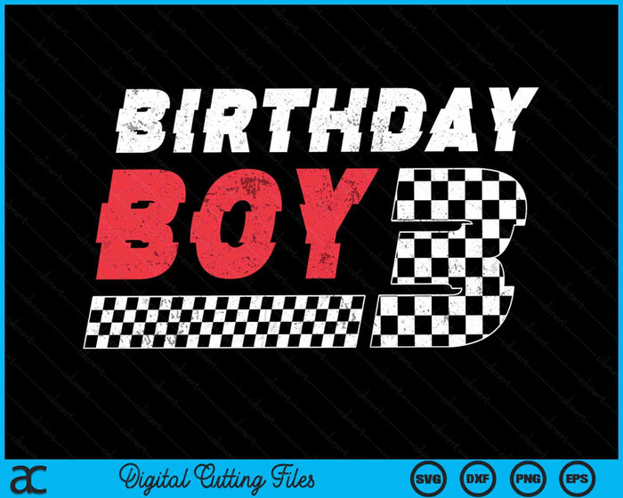 Kids Birthday Boy 3 Three Racing Flag 3rd Birthday Race Car Toddler SVG PNG Digital Cutting File