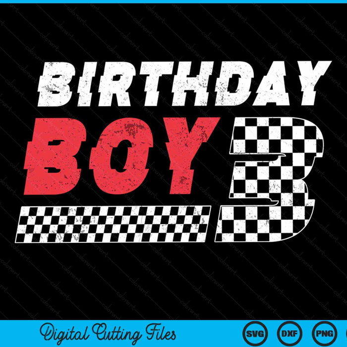 Kids Birthday Boy 3 Three Racing Flag 3rd Birthday Race Car Toddler SVG PNG Digital Cutting File