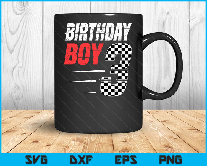 Kids Birthday Boy 3 Three Racing Flag 3rd Birthday Race Car SVG PNG Digital Cutting Files