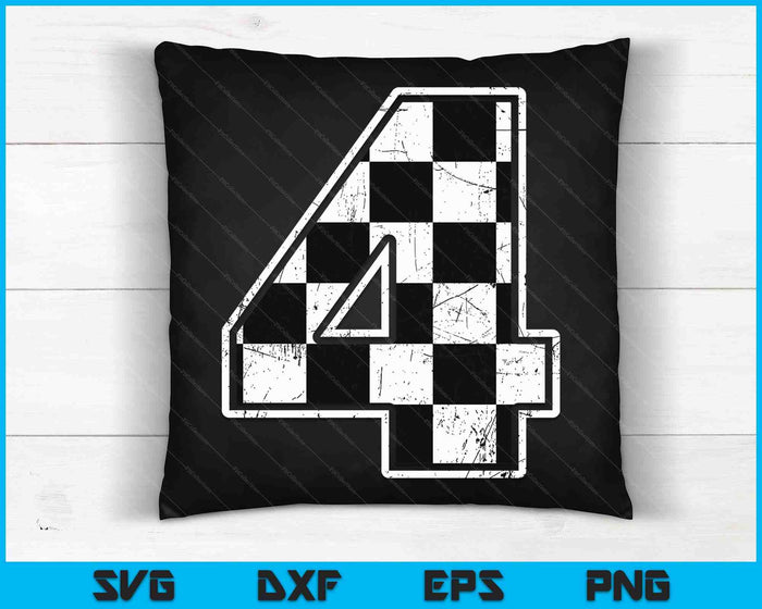 Birthday Boy 4 Four Race Car 4th Birthday Racing Car Flag SVG PNG Digital Cutting Files