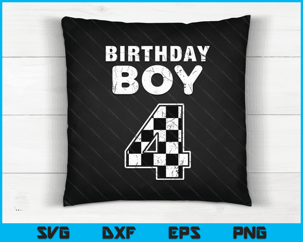Kids Birthday Boy 4 Two Race Car 4th Birthday Racing Car Driver SVG PNG Digital Cutting Files