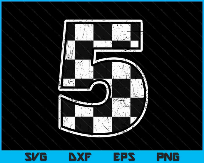 Feestvarken 5 vijf raceauto 5e verjaardag racewagen vlag SVG PNG digitale snijbestanden