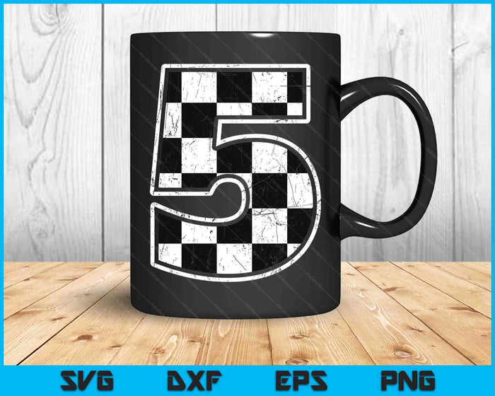 Birthday Boy 5 Five Race Car 5th Birthday Racing Car Flag SVG PNG Digital Cutting Files