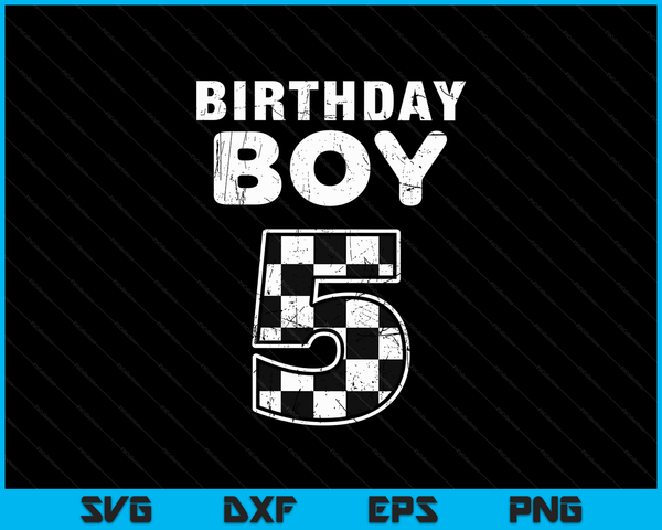 Kids Birthday Boy 5 Two Race Car 5th Birthday Racing Car Driver SVG PNG Digital Cutting Files
