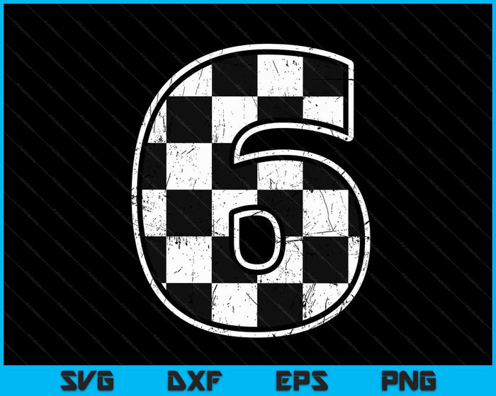 Feestvarken 6 zes raceauto 6e verjaardag racewagen vlag SVG PNG digitale snijbestanden