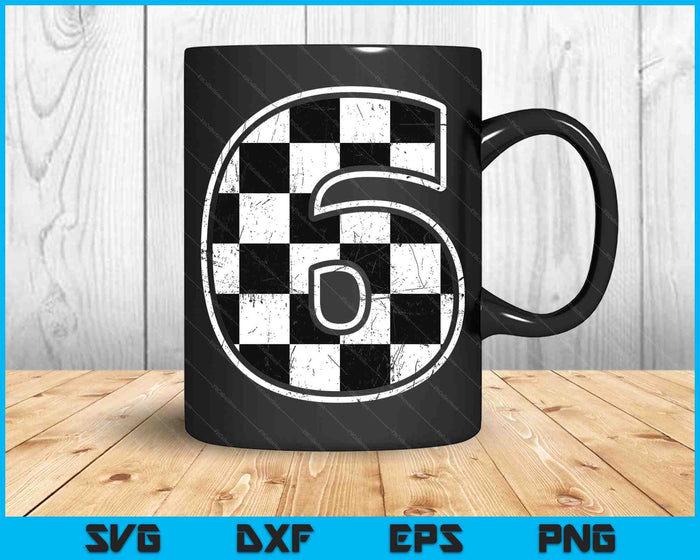 Birthday Boy 6 Six Race Car 6th Birthday Racing Car Flag SVG PNG Digital Cutting Files