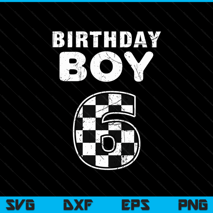Kids birthday boy 6 two race car 6th racing car driver SVG cut file