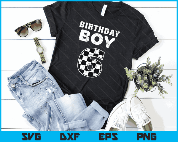 Kids Birthday Boy 6 Two Race Car 6th Birthday Racing Car Driver SVG PNG Digital Cutting Files