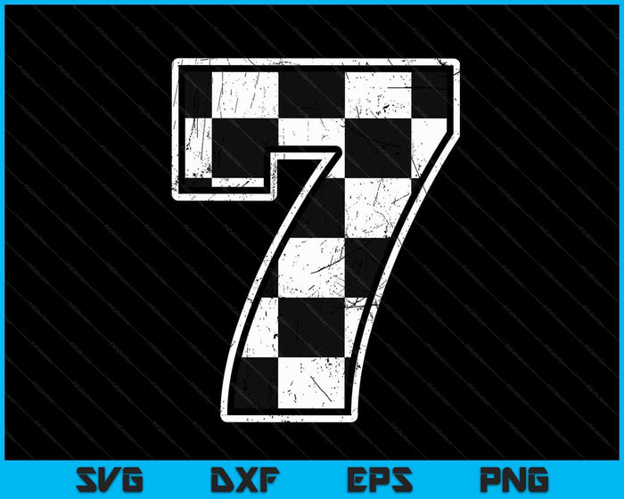 Feestvarken 7 zeven raceauto 7e verjaardag racewagen vlag SVG PNG digitale snijbestanden