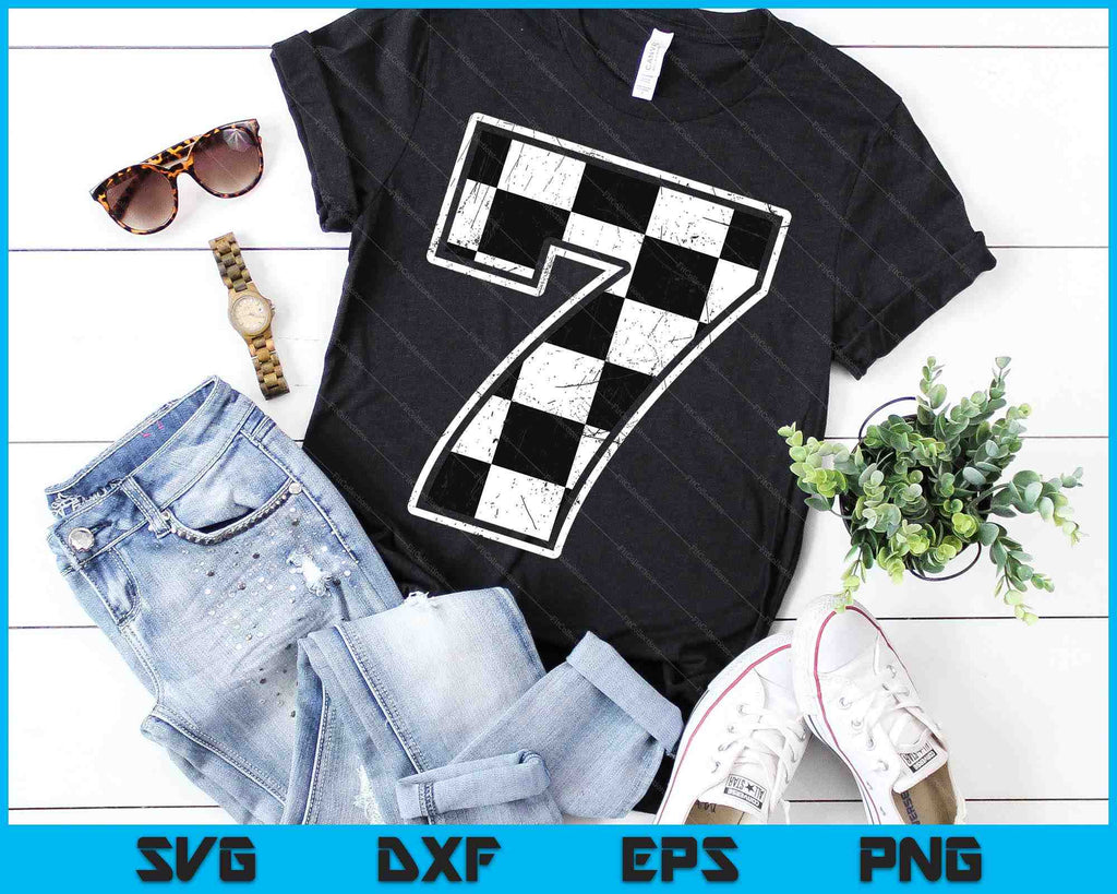 Birthday Boy 7 Seven Race Car 7th Birthday Racing Car Flag SVG Files ...