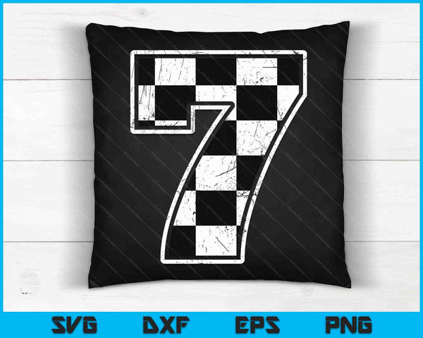 Birthday Boy 7 Seven Race Car 7th Birthday Racing Car Flag SVG PNG Digital Cutting Files