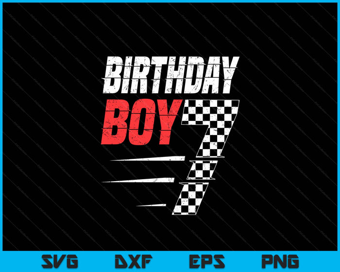 Kids Birthday Boy 7 Seven Racing Flag 7th Birthday Race Car SVG PNG Digital Cutting Files