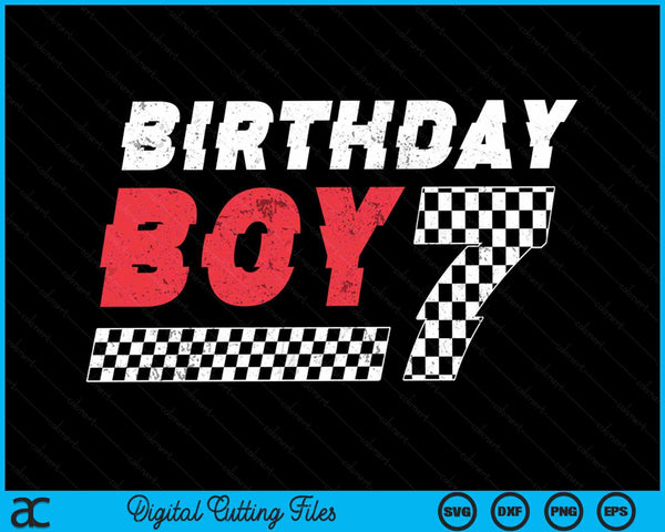 Kids Birthday Boy 7 Seven Racing Flag 7th Birthday Race Car Toddler SVG PNG Digital Cutting File