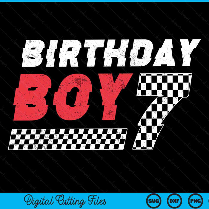 Kids Birthday Boy 7 Seven Racing Flag 7th Birthday Race Car Toddler SVG PNG Digital Cutting File