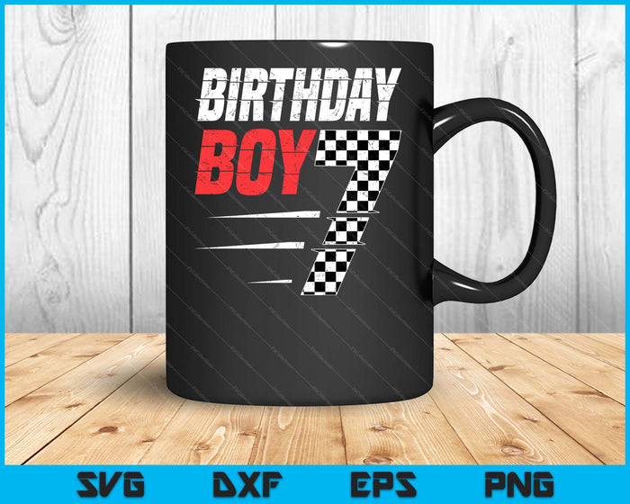 Kids Birthday Boy 7 Seven Racing Flag 7th Birthday Race Car SVG PNG Digital Cutting Files