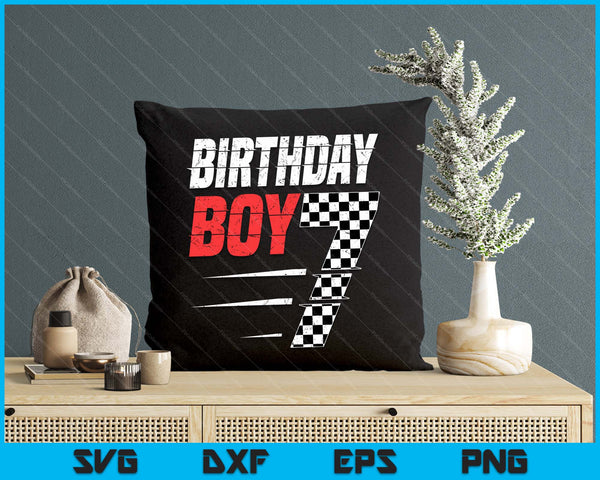 Kids Birthday Boy 7 Seven Racing Flag 7th Birthday Race Car SVG PNG Digital Cutting Files