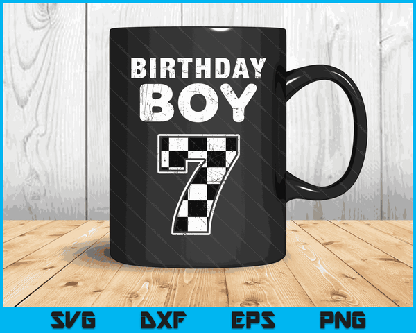 Kids Birthday Boy 7 Two Race Car 7th Birthday Racing Car Driver SVG PNG Digital Cutting Files