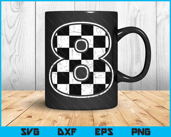 Birthday Boy 8 Eight Race Car 8th Birthday Racing Car Flag SVG PNG Digital Cutting Files