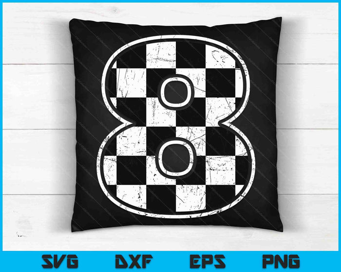 Birthday Boy 8 Eight Race Car 8th Birthday Racing Car Flag SVG PNG Digital Cutting Files