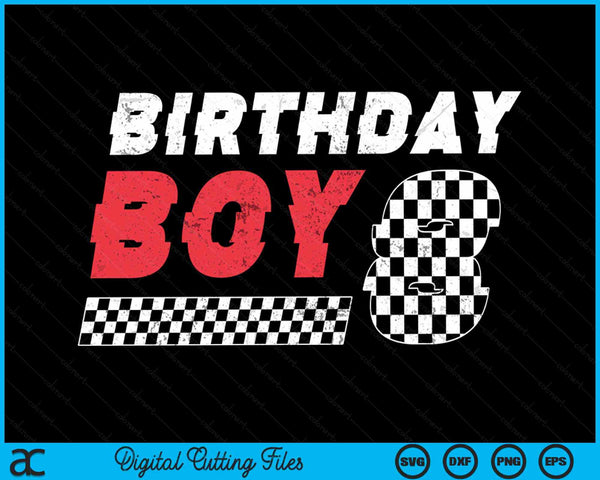 Kids Birthday Boy 8 Eight Racing Flag 8th Birthday Race Car Toddler SVG PNG Digital Cutting File